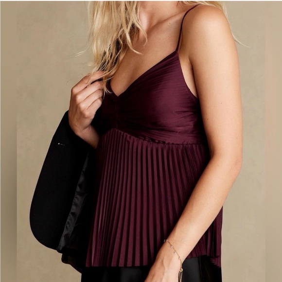 Banana Republic Tops - Banana Republic Dark Cherry Pleated Camisole